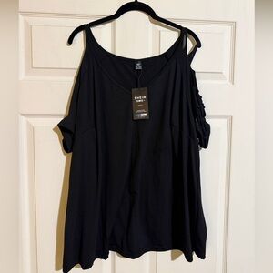 SHEIN Elegant Black Cold Shoulder Blouse